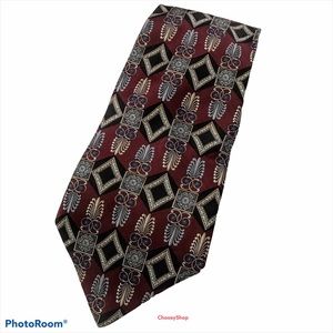 Silk Tie Brand New Villa Bugatti Maroon Gray Black Tan Silk Tie